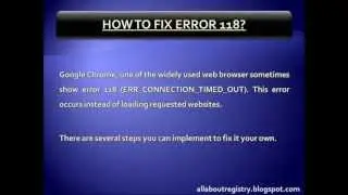 How To Fix Error 118 - ERR_CONNECTION_TIMED_OUT