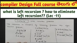 left recursion in compiler design | elimination of left recursion in compiler design example