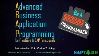 Oct 17th 2020 Batch - ABAP Programming for Freshers & SAP Functionals