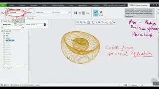 how to make spherical curve from spherical equation in creo 6