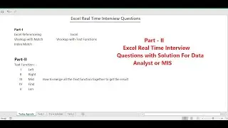 Advance excel Real Time Interview Question for Data Analyst and MIS Part-II