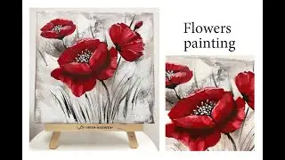 How to paint a Flower on canvas/ Demo /Acrylic Technique on canvas by Julia Kotenko