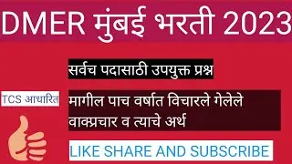DMER Mumbai Bharati 2023 / DMER मराठी व्याकरण मागील वर्षी विचारले गेलेले प्रश्न.