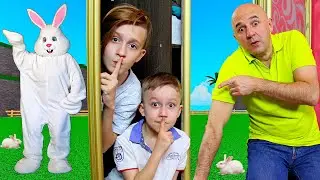 Прятки Марка и Влада с волшебным кроликом и папой. Hide and seek with withe rabbit