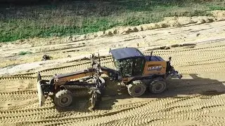 Грейдер Case 885B с 3D GPS системой нивелирования - Drone video