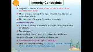 PART 2 | Q4. INTEGRITY CONSTRAINTS IN SQL (CONTD...,) | SQL DOMAIN CONSTRAINTS