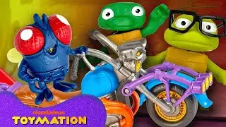 Ninja Turtles Race on a Motorcycle Against BABY Superfly! 🏍️ | TMNT Toys | Toymation