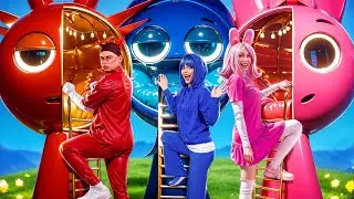 Tantangan Satu Warna! Kami Membangun Rumah Mungil untuk SPRUNKI! Pinki vs Raddy vs Jevin vs Oren