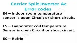 Carrier Split Inverter Ac Error codes List | Carrier AC Error Codes Explained