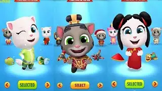 Talking Tom Gold Run New Update Moonlight Festival Eco Angela VS LUCKY ANGELA GENERAL TOM   RACCOON
