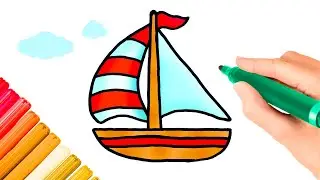 How to draw a sailboat? كيفية رسم مركب شراعي؟ Cómo dibujar un velero?