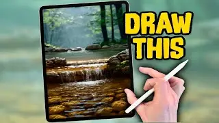 PROCREATE Landscape DRAWING Tutorial in EASY Steps - Woodland Stream