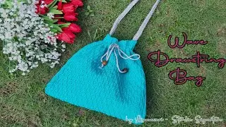 Tutorial how to crochet beautiful drawstring bag