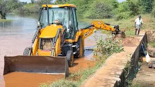 JCB 3DX Xtra a day Local Work to Close 2 Pond gate and fully Loaded Truck Stuck Mud rescue | Jcb