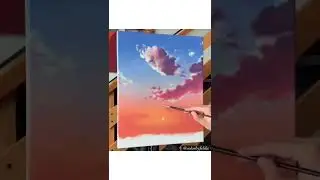 Painting sunset clouds using acrylics ⛅️🎨 