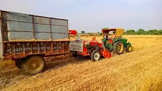 Straw reaper machine with John Deere tractor | reaper machine | bhusa banane wali machine