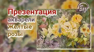 Presentation watercolor. Yellow roses
