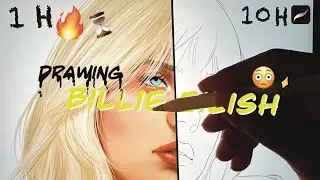 DRAWING BILLIE EILISH IN 1 HOUR 🥵 // Draw with me ♡
