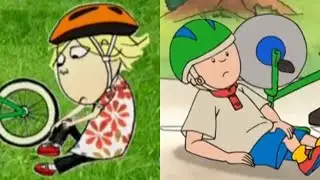 Lola and Caillou Fall Off Their Bikes