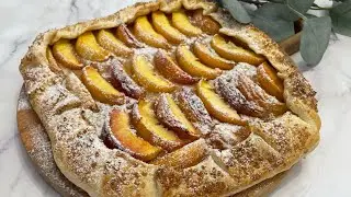The easiest and fastest pie. Galette with peaches. Simple and quick recipe. Galette.