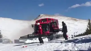 Snow Cat catches fire and Ski Patrol to the rescue!
