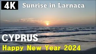4K-2024 New Year Sunrise in Larnaca, Cyprus