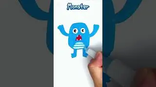 How to draw cute blue monster step by step for kids #drawing #kids #kidsart #stepbystep