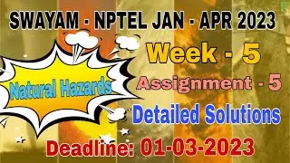Week - 5 NPTEL - Natural Hazards  #assignment -5 I Jan-Apr 2023 I Detailed Solutions