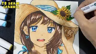 How to draw anime girl with hat step by step / Drawing Anime Girl