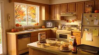 Morning Glow in a Cozy 1980s Fall Kitchen 🍂🥞☀️ | 80s Nostalgic Ambience | Synthwave & Lofi