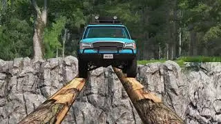 Cars vs Very Long Log Bridge -- BeamNG Drive