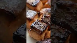 Air Fryer Miso Soy Garlic Salmon Bites. Quick and easy recipe #airfryer #asmrcooking #salmon