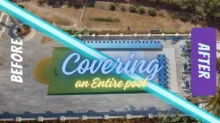 Covering a HUGE Swimming Pool with floating deck for an American Wedding in Paros | Wedding DJ Paros