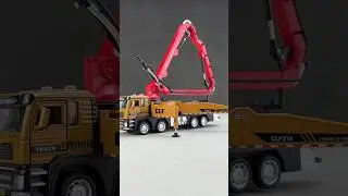 Concrete Pump Truck Toy Metal Cab - Diecast Construction Trucks with Working Water Pump