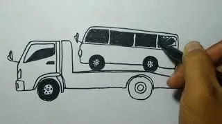 truk towing isuzu angkut mobil jadul - cara menggambar truk