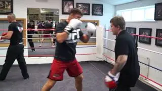 Michael Bisping on the pads with Ricky Hatton