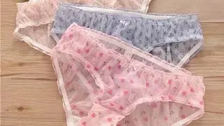 Japanese  Sweet Breathable Strawberry Mesh See-through Low-waist Briefs Cartoon  Underwear Women