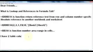 Lookup And Reference Functions Part 1