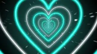 💙 Neon led lights Heart Tunnel Particles Background | HD 60p Teal Heart Abstract Background 💙 12H