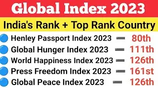 Index 2023 Current Affairs | India Rank In Various Index 2023 | India Ranking Current Affairs 2023