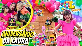 Festas de ANIVERSÁRIO da Laurinha na piscina NEON 10 ANOS | Jéssica Godar e Laurinha e Helena e Ga