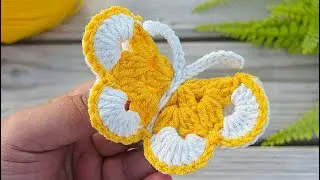üç boyutlu kolay tığ işi kelebek 🦋 yapılışı #crochet crochet
