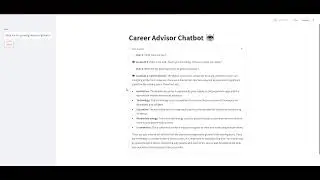 Career Advisor ChatBot using Gemini, LangChain and Streamlit demo