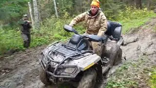 Перевернули Arctic Cat  и чуть не утопили . Yamaha ,Brp ,Arctic Cat mud pro 700 .