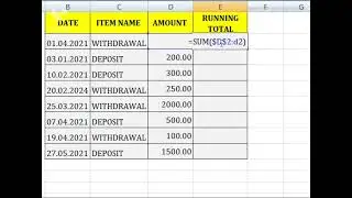 calculate running total in Excel || excel running total in sec #shorts #nctechtalks #excel