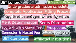 UET UG admissionOpen,Application Filling,Symbol&Categories,SeatsDistribution,Fees,Prospectus,Program