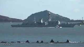 HMS PORTLAND F79 IN PLYMOUTH SOUND DEPARTING DEVONPORT AND HEADING OUT TO SEA 12-2-24