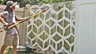 Pressure washing a PVC fence - Satisfying and relaxing!