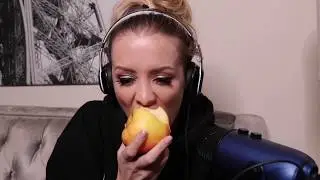 Blonde Girl Eats Apple ASMR (Crunchy, Tapping, Great Stem)
