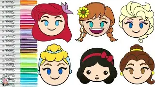 Disney Princess Coloring Book Page Compilation Disney Emojis Anna Elsa Ariel Belle Snow White Cinder